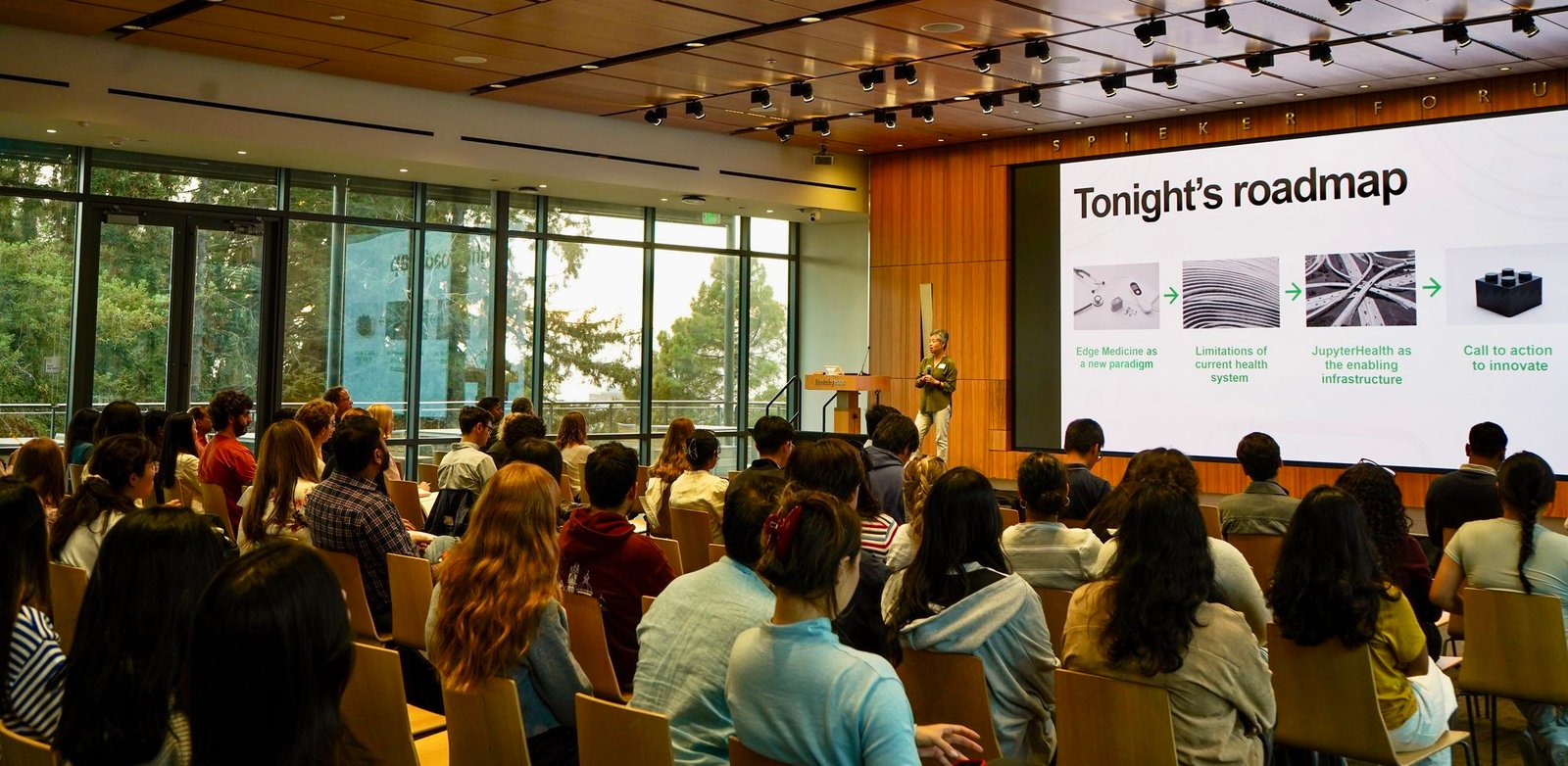 A full audience at the Edge Medicine Innovation Launch in the Spieker Forum at UC Berkeley